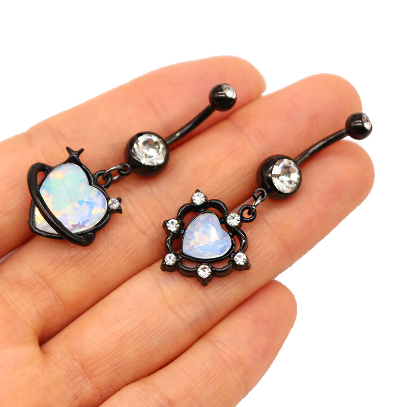 1 Piece Belly Rings Casual Hip-Hop Moon Heart Shape Stainless Steel Arylic Alloy Plating Acrylic Glass display picture 17