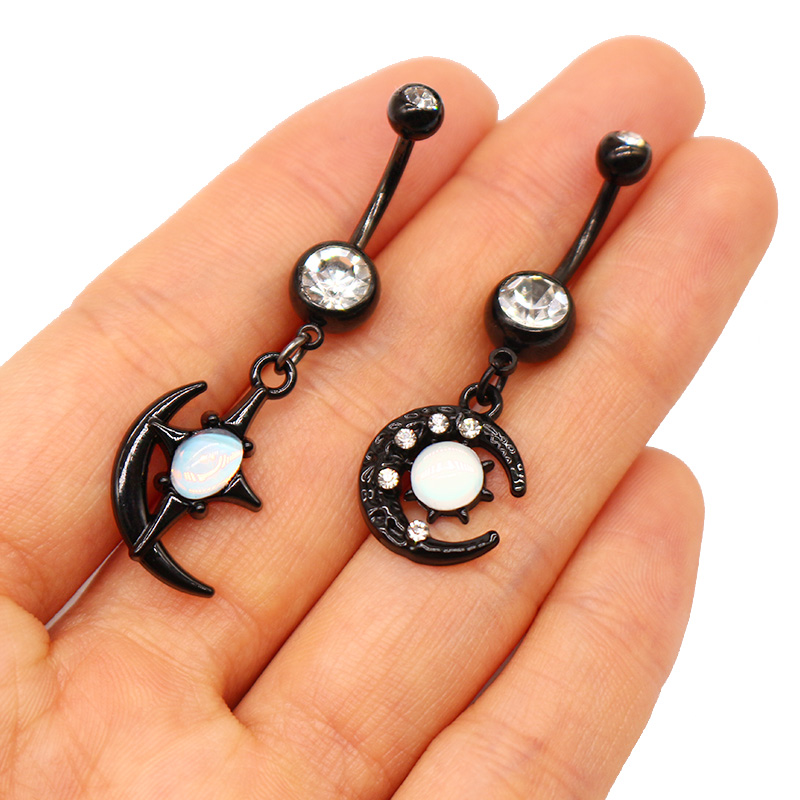 1 Piece Belly Rings Casual Hip-Hop Moon Heart Shape Stainless Steel Arylic Alloy Plating Acrylic Glass display picture 16