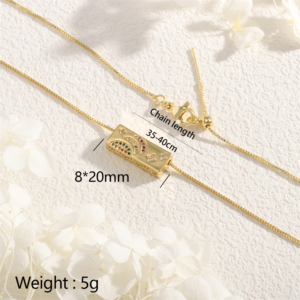 Kupfer 18 Karat Vergoldet Einfacher Stil Regenbogen Eingelegter Zirkon Halskette display picture 2