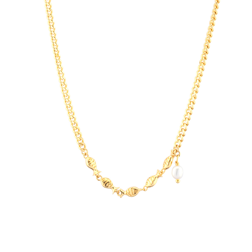 Acier Inoxydable Le Cuivre Plaqué Or 18K Style IG Poisson Collier display picture 10