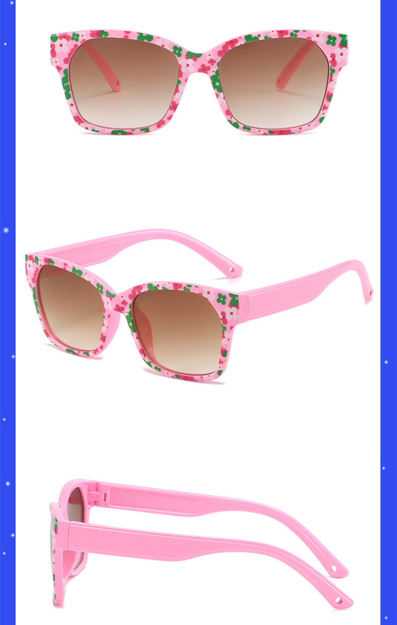 Cute Sweet Ditsy Floral Pc Square Full Frame Kids Sunglasses display picture 5