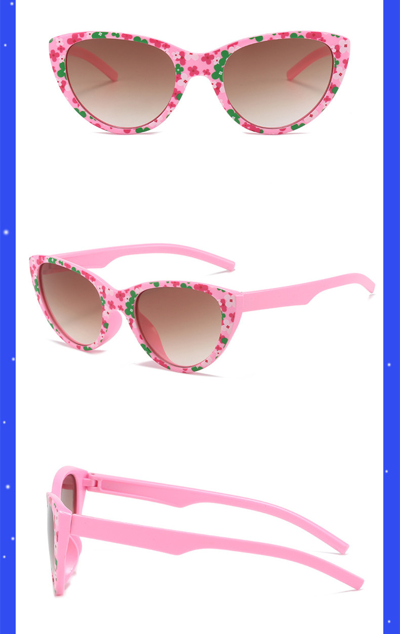 Sucré Petites Fleurs Pc Oeil De Chat Plein Cadre Enfants Lunettes De Soleil display picture 4