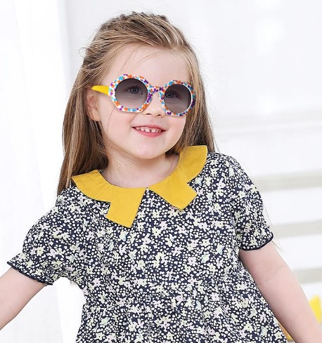 Cute Sweet Ditsy Floral Pc Round Frame Full Frame Kids Sunglasses display picture 2