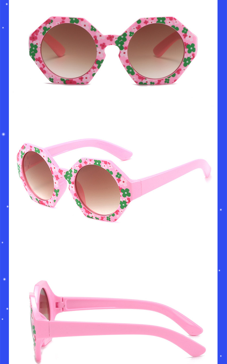 Cute Sweet Ditsy Floral Pc Round Frame Full Frame Kids Sunglasses display picture 4