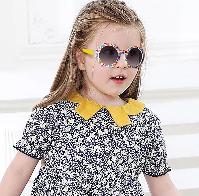 Cute Sweet Ditsy Floral Pc Round Frame Full Frame Kids Sunglasses display picture 3