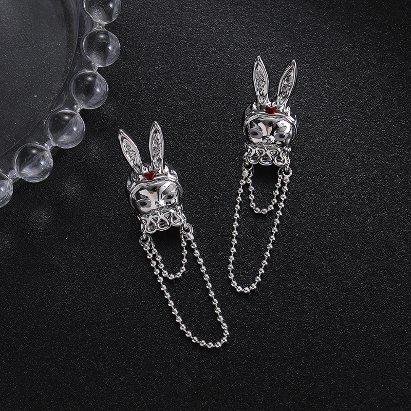 1 Pair IG Style Cute Rabbit Tassel Plating Chain Copper Ear Studs display picture 3