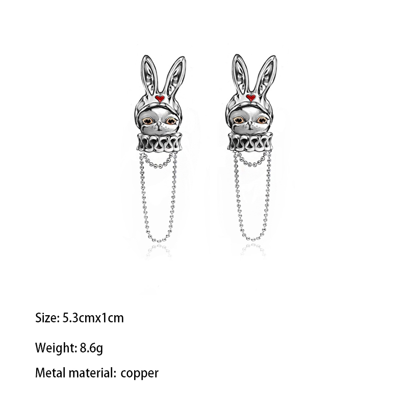 1 Pair IG Style Cute Rabbit Tassel Plating Chain Copper Ear Studs display picture 4