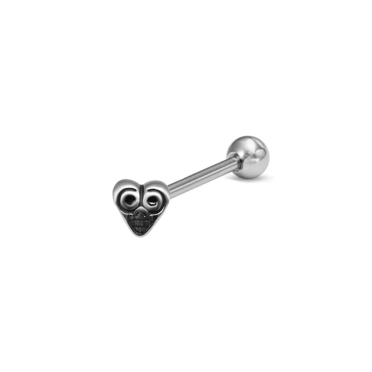 1 Piece Tongue Rings Hip-Hop Exaggerated Punk Wings Skull 316 Stainless Steel  Copper Inlay White Gold Plated Tongue Rings display picture 14