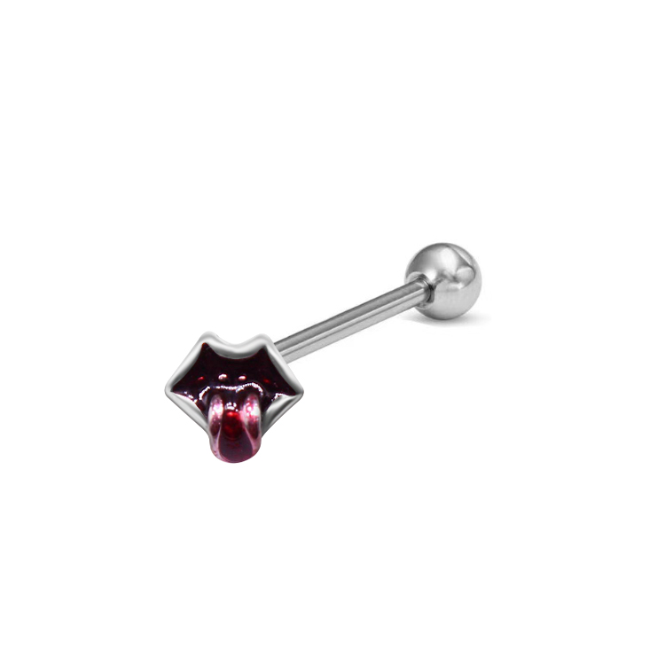 1 Piece Tongue Rings Hip-Hop Exaggerated Punk Wings Skull 316 Stainless Steel  Copper Inlay White Gold Plated Tongue Rings display picture 12