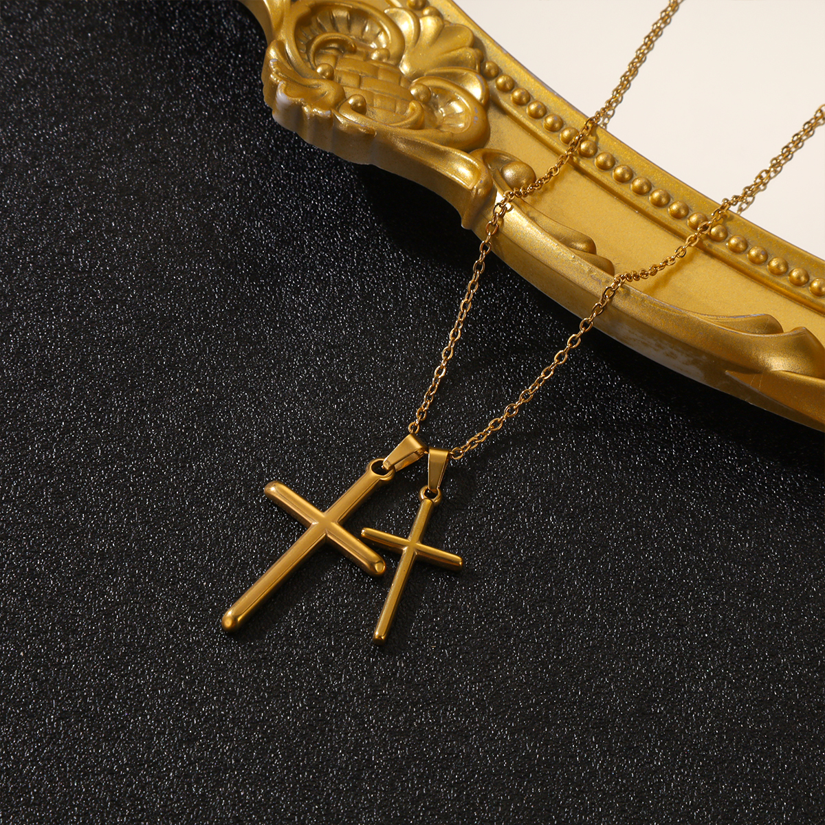 Stainless Steel Elegant Vintage Style Cross Plating Inlay Pendant Necklace display picture 4
