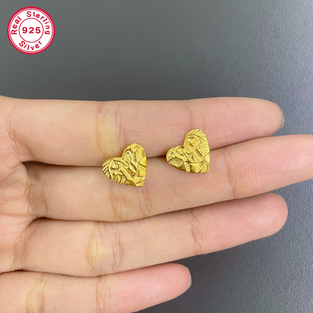 1 Pair Vintage Style Simple Style Heart Shape Plating Sterling Silver 18K Gold Plated White Gold Plated Ear Studs display picture 5