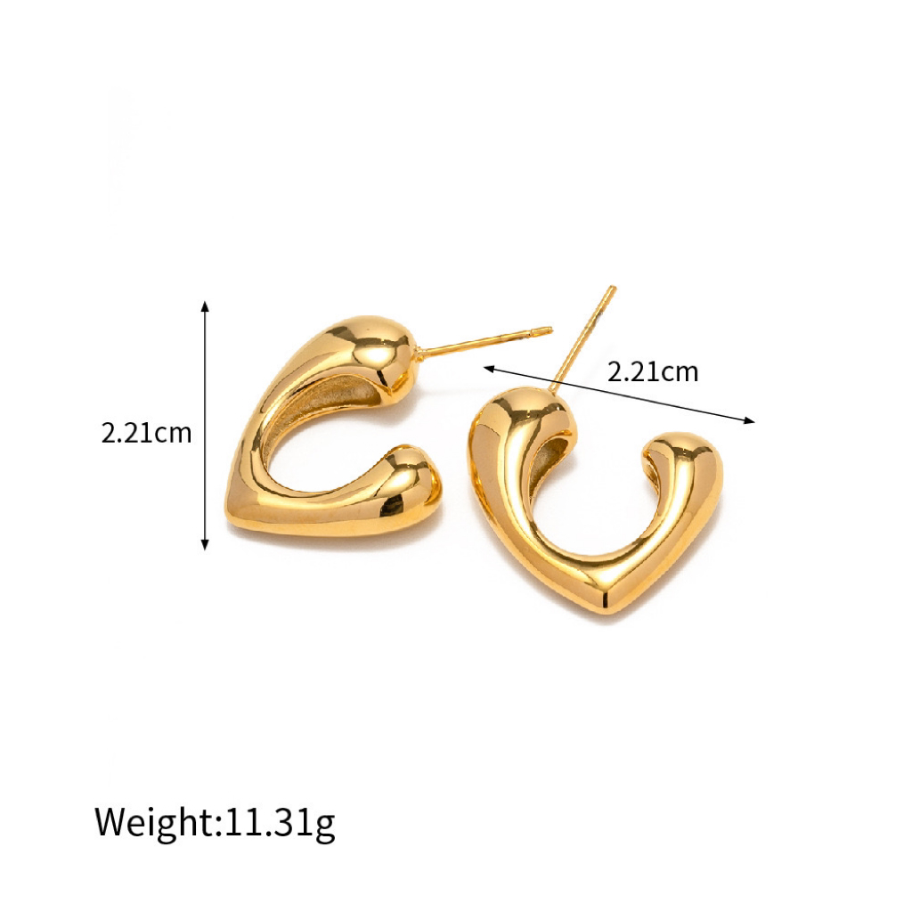 1 Pair Vintage Style Simple Style Classic Style Heart Shape Stainless Steel 18K Gold Plated Ear Studs display picture 1