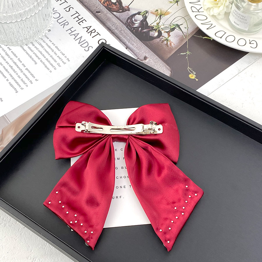 Women's Elegant Sweet Bow Knot Satin Beads Hair Clip display picture 5