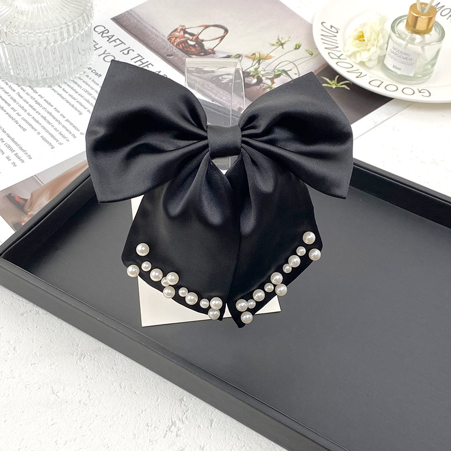 Women's Elegant Sweet Bow Knot Satin Beads Hair Clip display picture 2