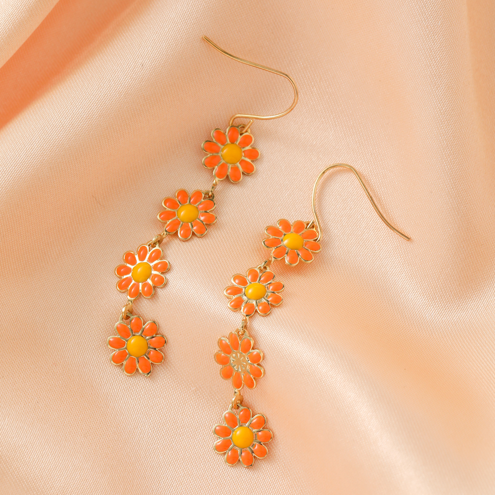 1 Pair Pastoral Daisy Copper Gold Plated Dangling Earrings display picture 29