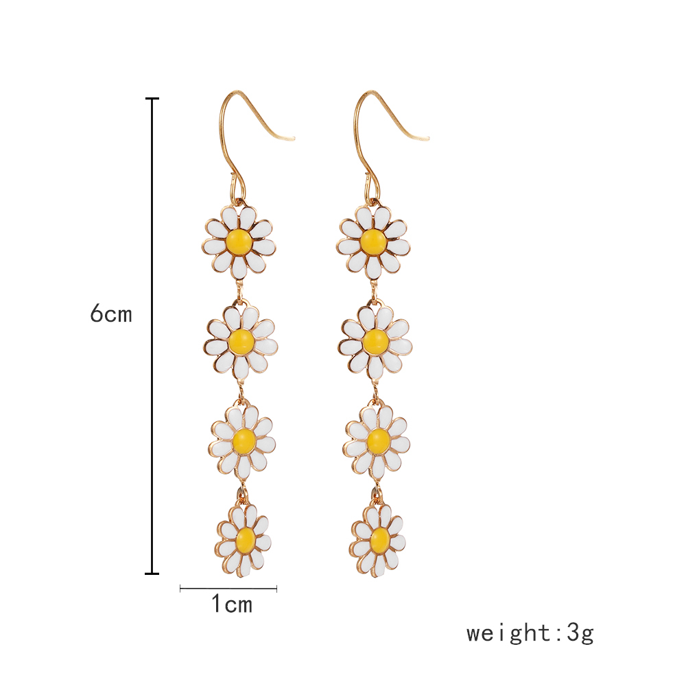 1 Pair Pastoral Daisy Copper Gold Plated Dangling Earrings display picture 19