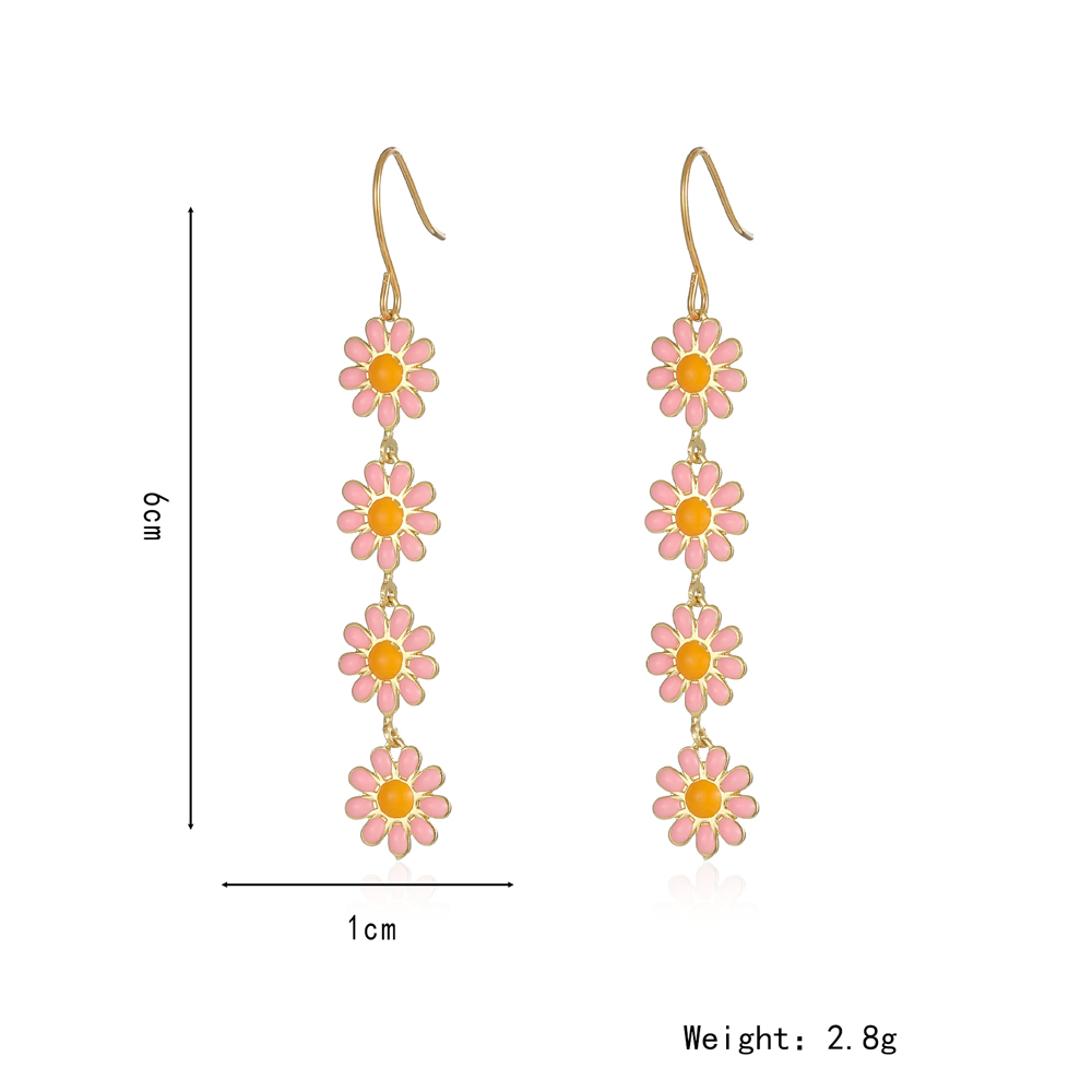 1 Pair Pastoral Daisy Copper Gold Plated Dangling Earrings display picture 25