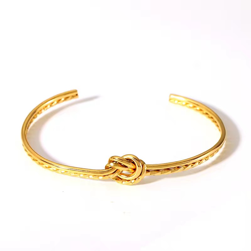 Classic Style Geometric Color Block 304 Stainless Steel 18K Gold Plated Bangle In Bulk display picture 5