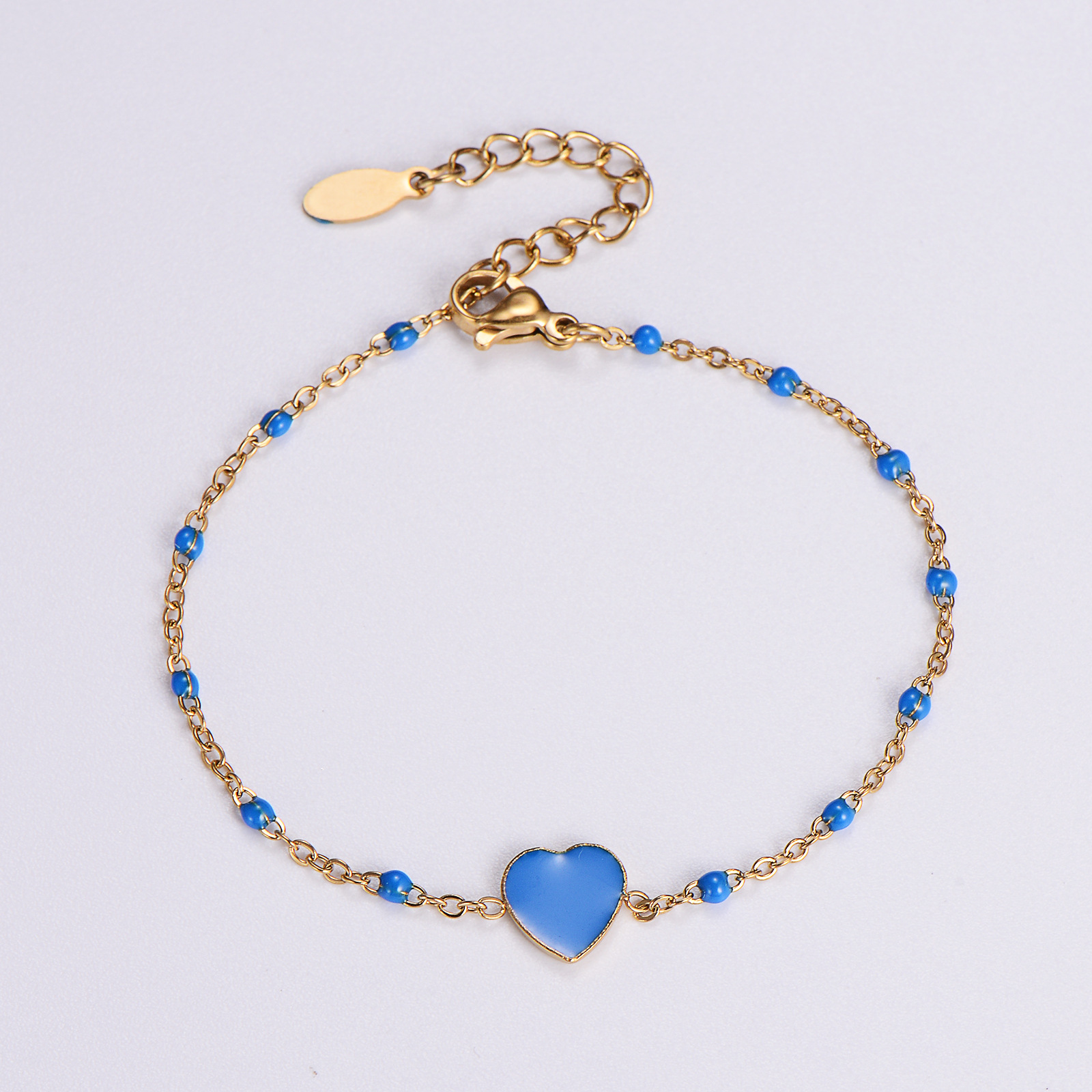 Wholesale Jewelry Simple Style Heart Shape Stainless Steel 18K Gold Plated Epoxy Plating Bracelets display picture 8