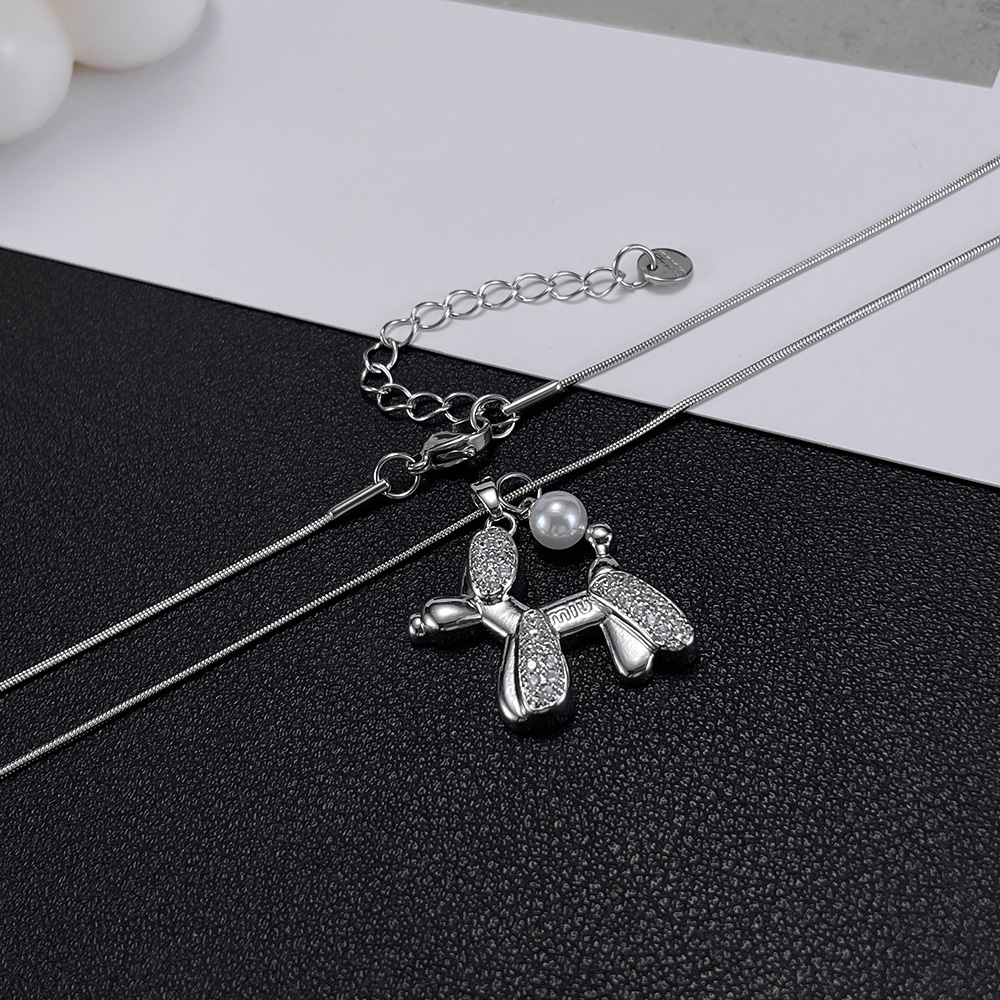 Wholesale Simple Style Dog Stainless Steel Copper Layered Pendant Necklace display picture 2