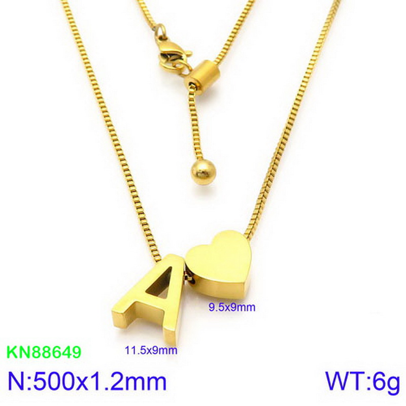 Stainless Steel 18K Gold Plated Basic Letter Heart Shape Pendant Necklace display picture 12