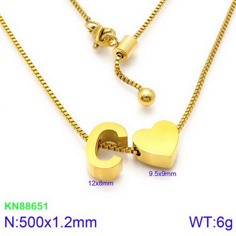 Stainless Steel 18K Gold Plated Basic Letter Heart Shape Pendant Necklace display picture 14