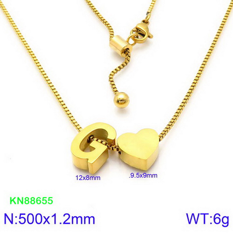 Stainless Steel 18K Gold Plated Basic Letter Heart Shape Pendant Necklace display picture 18