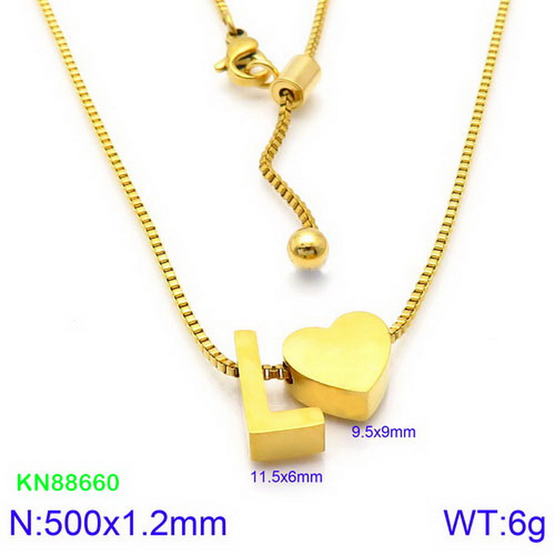 Stainless Steel 18K Gold Plated Basic Letter Heart Shape Pendant Necklace display picture 23