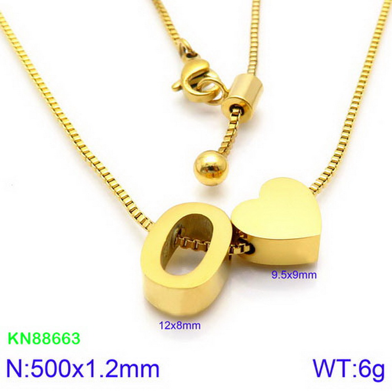 Stainless Steel 18K Gold Plated Basic Letter Heart Shape Pendant Necklace display picture 26