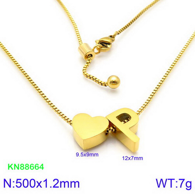 Stainless Steel 18K Gold Plated Basic Letter Heart Shape Pendant Necklace display picture 27