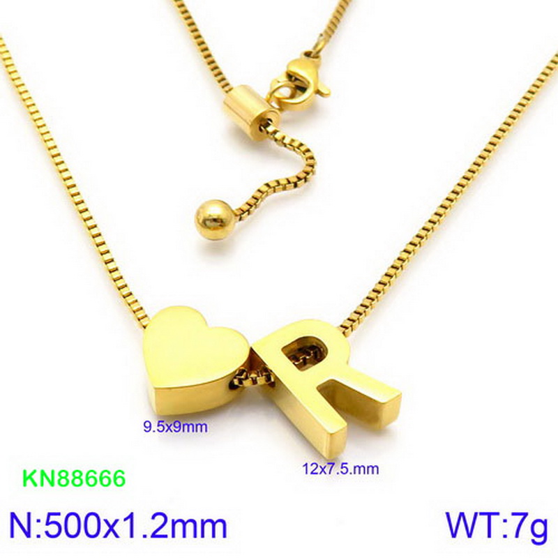 Stainless Steel 18K Gold Plated Basic Letter Heart Shape Pendant Necklace display picture 29