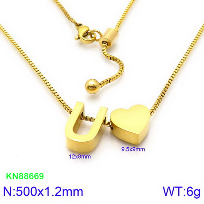 Stainless Steel 18K Gold Plated Basic Letter Heart Shape Pendant Necklace display picture 32