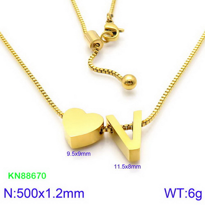 Stainless Steel 18K Gold Plated Basic Letter Heart Shape Pendant Necklace display picture 33