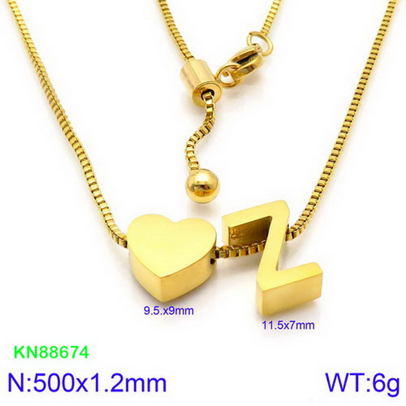 Stainless Steel 18K Gold Plated Basic Letter Heart Shape Pendant Necklace display picture 37
