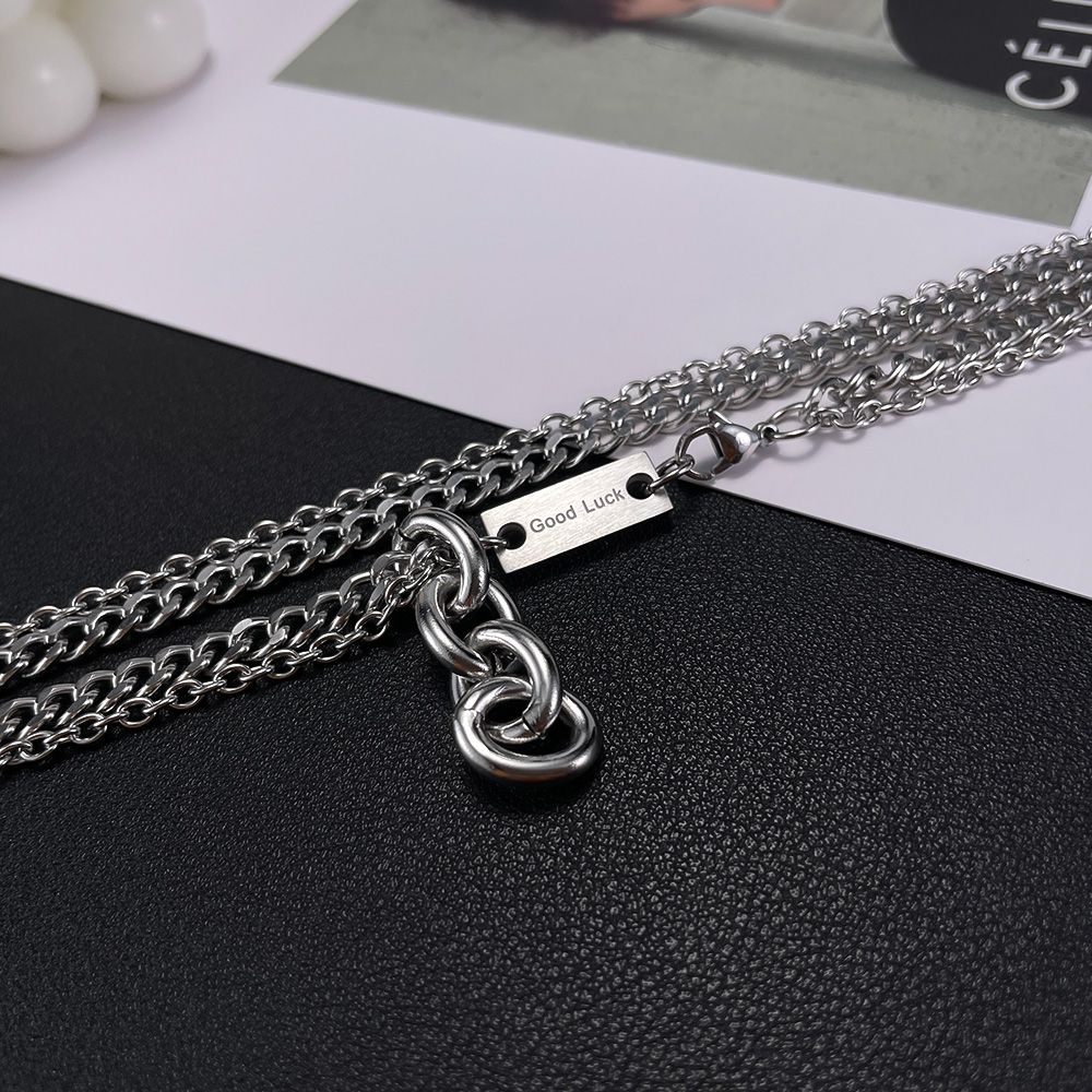 Stainless Steel Hip-Hop Geometric Double Layer Necklaces display picture 3