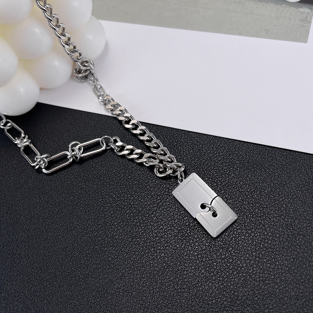 Stainless Steel Hip-Hop Geometric Pendant Necklace display picture 2