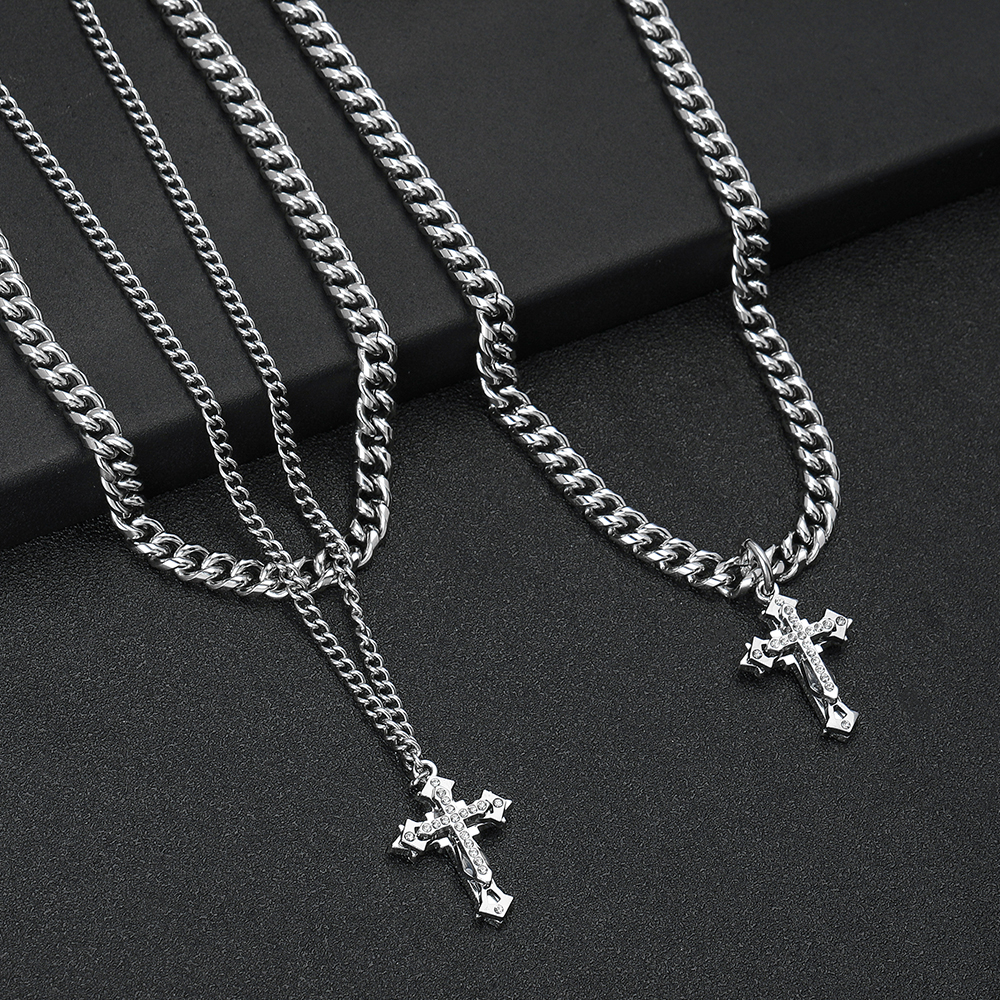 304 Stainless Steel Hip-Hop Cross Necklace display picture 10