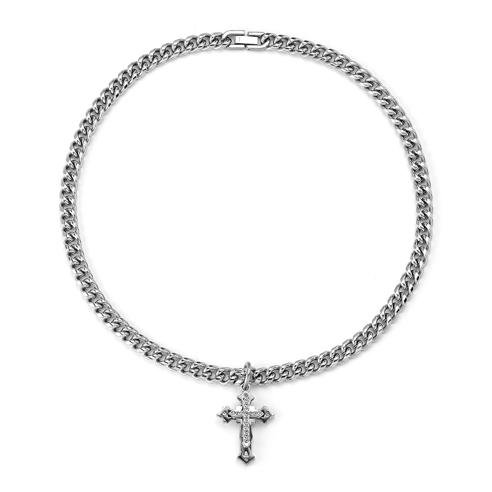 304 Stainless Steel Hip-Hop Cross Necklace display picture 2