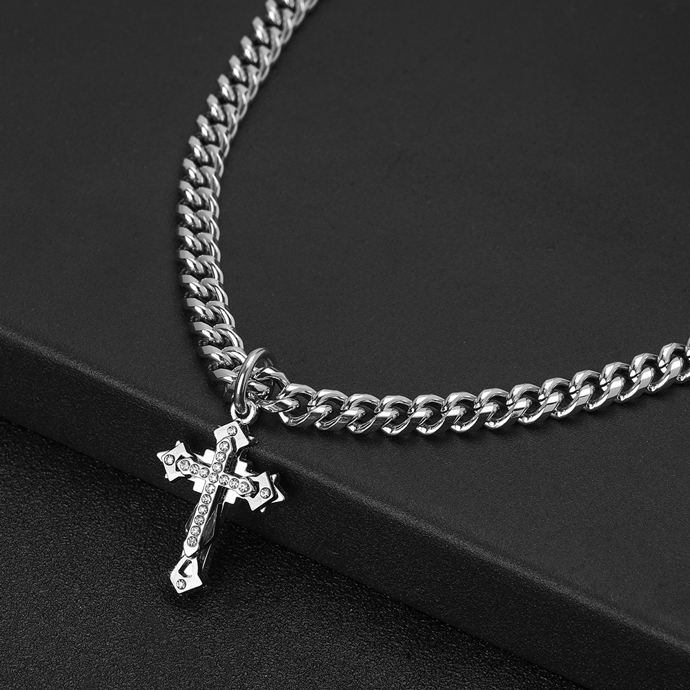 304 Stainless Steel Hip-Hop Cross Necklace display picture 11