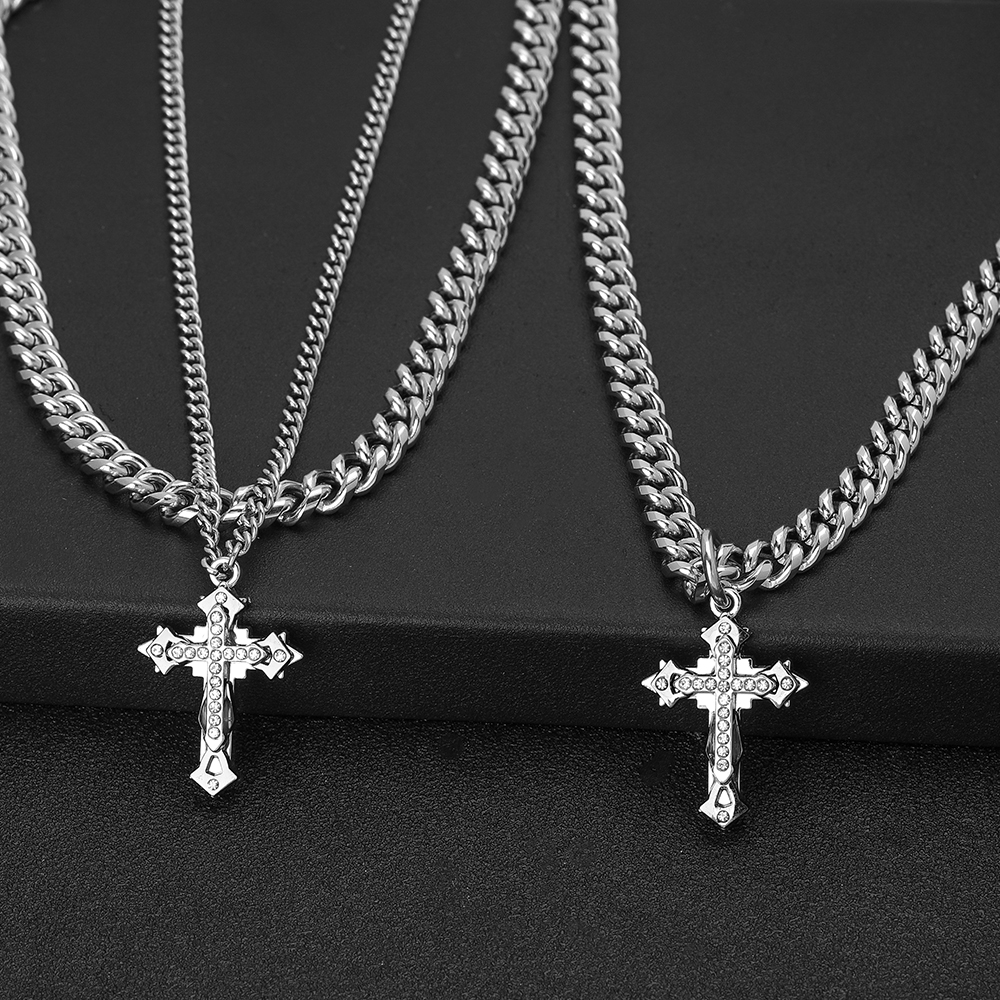 304 Stainless Steel Hip-Hop Cross Necklace display picture 12