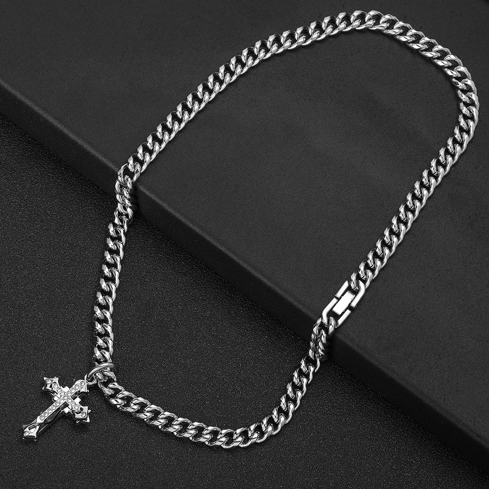 304 Stainless Steel Hip-Hop Cross Necklace display picture 13