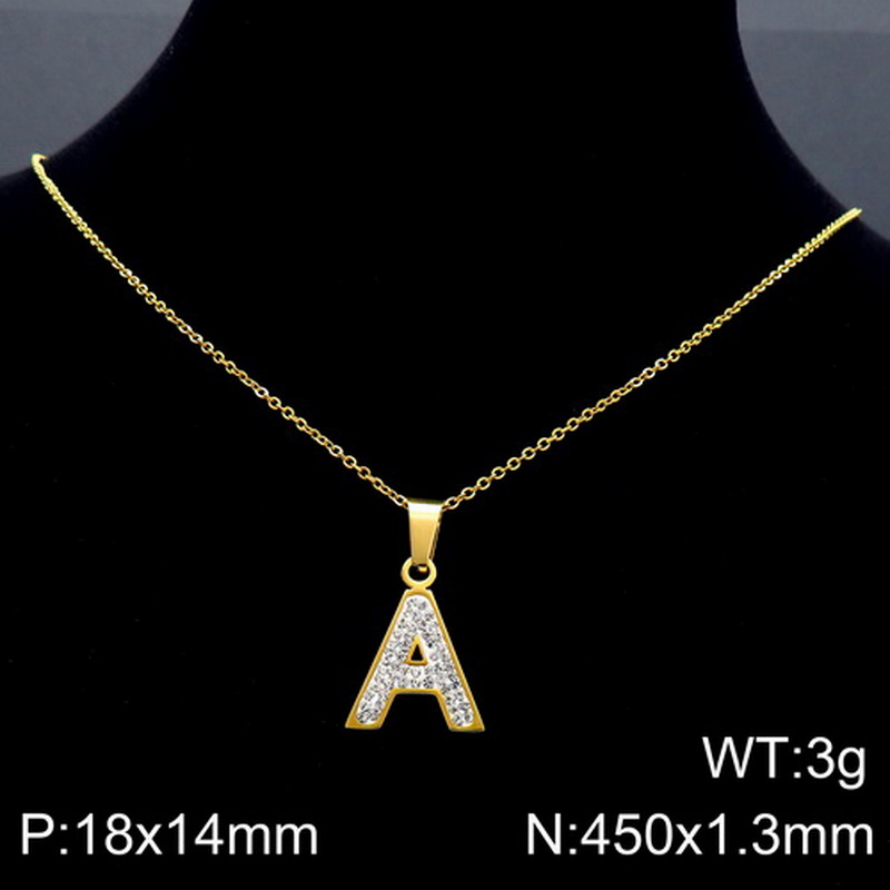 Acero Inoxidable Chapados en oro de 18k Básico Embutido Letra Diamantes De Imitación Collar Colgante display picture 9