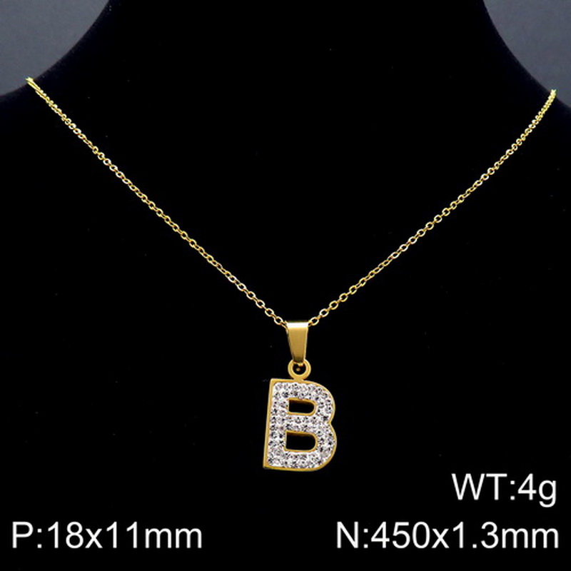 Acero Inoxidable Chapados en oro de 18k Básico Embutido Letra Diamantes De Imitación Collar Colgante display picture 10