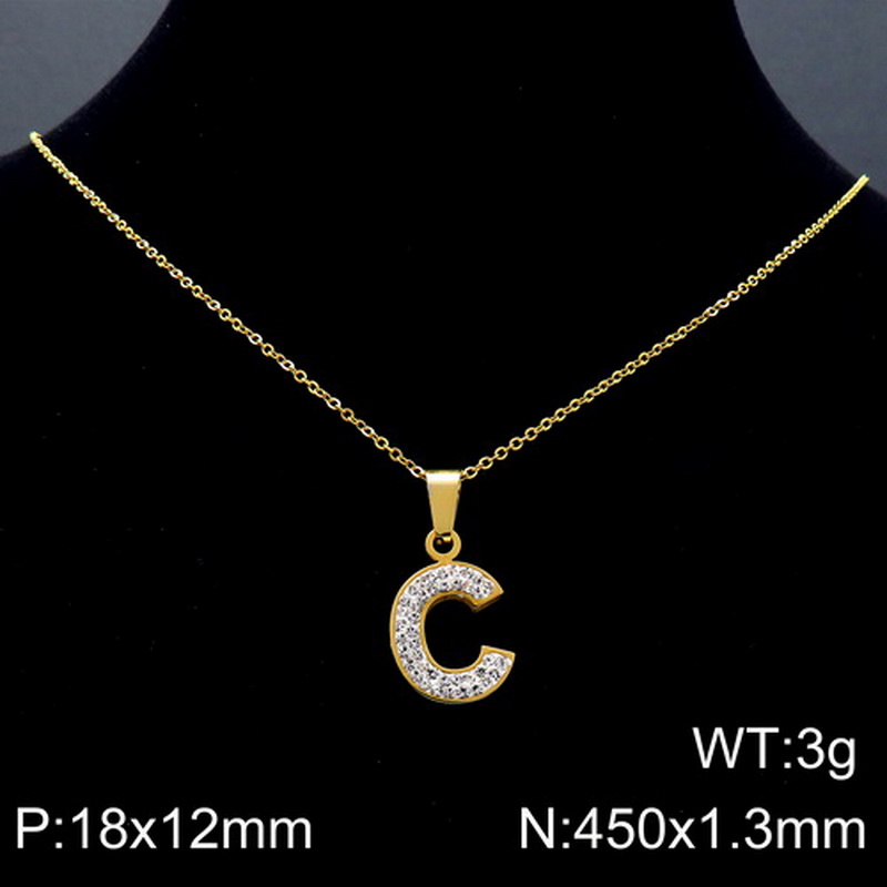 Acero Inoxidable Chapados en oro de 18k Básico Embutido Letra Diamantes De Imitación Collar Colgante display picture 11