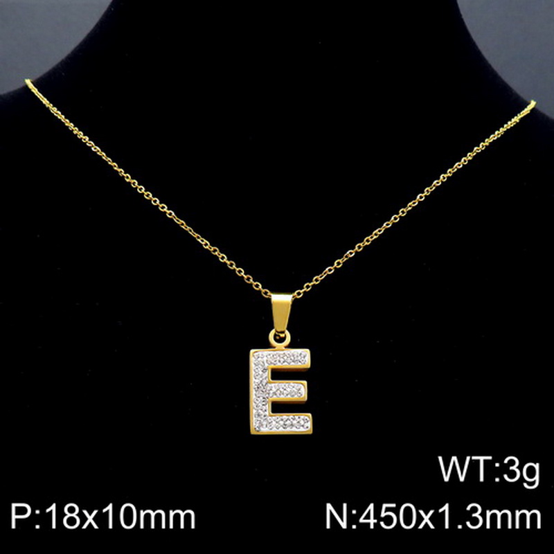 Acero Inoxidable Chapados en oro de 18k Básico Embutido Letra Diamantes De Imitación Collar Colgante display picture 13