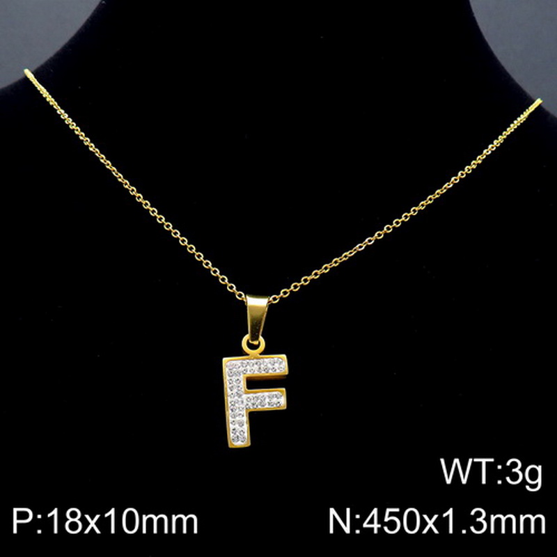 Acero Inoxidable Chapados en oro de 18k Básico Embutido Letra Diamantes De Imitación Collar Colgante display picture 14