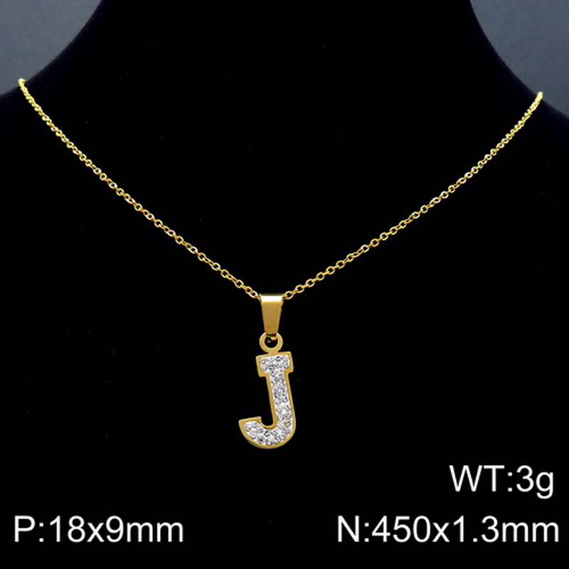 Acero Inoxidable Chapados en oro de 18k Básico Embutido Letra Diamantes De Imitación Collar Colgante display picture 18