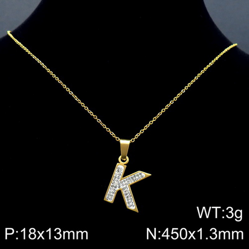 Acero Inoxidable Chapados en oro de 18k Básico Embutido Letra Diamantes De Imitación Collar Colgante display picture 19