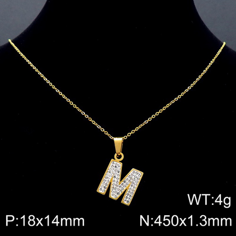 Acero Inoxidable Chapados en oro de 18k Básico Embutido Letra Diamantes De Imitación Collar Colgante display picture 21