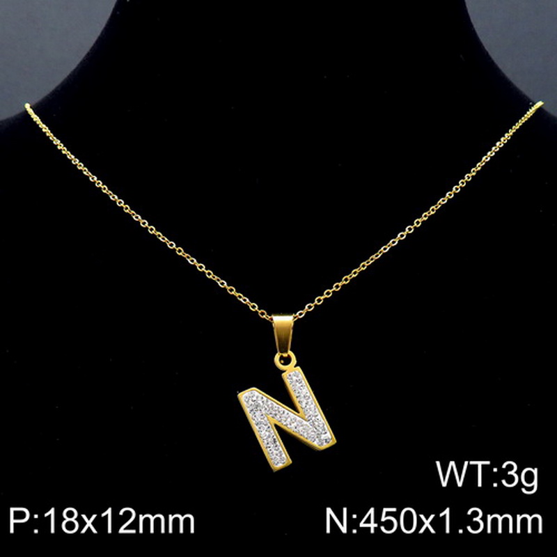 Acero Inoxidable Chapados en oro de 18k Básico Embutido Letra Diamantes De Imitación Collar Colgante display picture 22